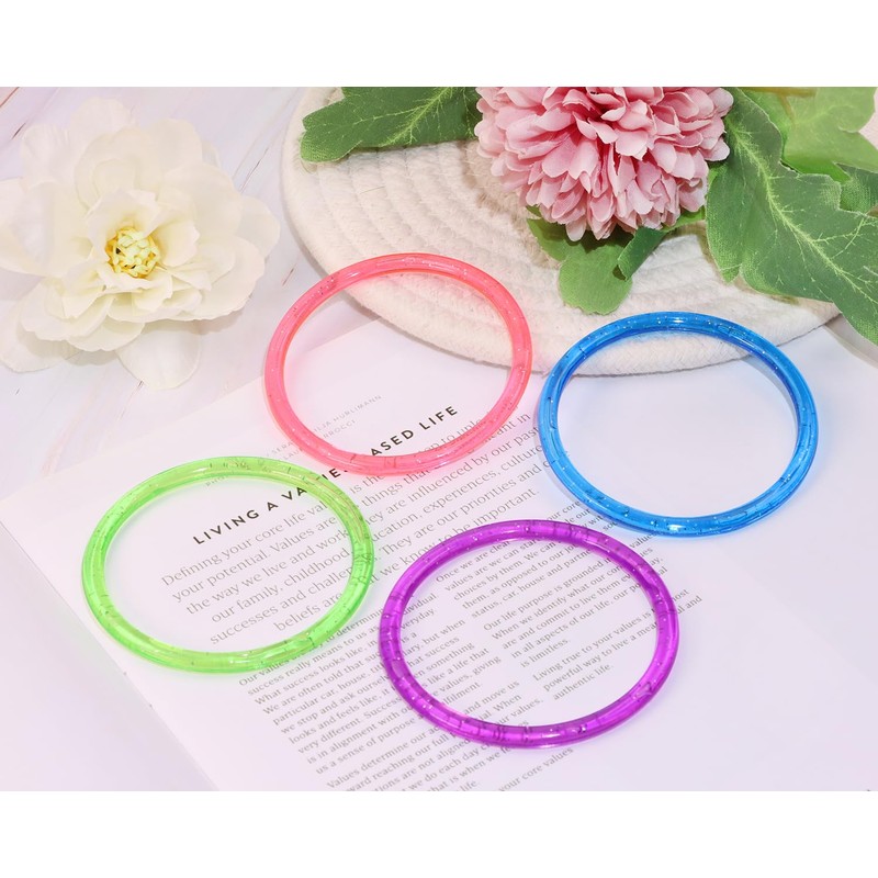 PENTA ANGEL Glitter Bangle Bracelets 8Pcs Retro Neon 80s 90s