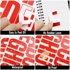 3 Inch Vinyl Letter Stickers, CMBBZZY 72Pieces Large Alphabet Stickers for Mailbox,Outdoors, Signs,Water Bottle, 6 Sheets(RED) Waterproof