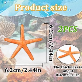 MultiValue Fish Tank Ornaments, 2Pcs Cute Resin Mini Aquarium Decorations Realistic Submerged Starfish Fish Tank Landscape Decoration for Freshwater Saltwater
