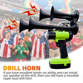 Cenzhiwen Train Horn Kit - 4 Trumpet Metal Air Horns replacement Dill horn 12V 150dB Ultra Loud with Compressor for pickup/motorhome/SUV/truck/train and other vehicles(4 speakers with button)