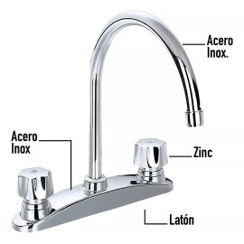 CNX Mezcladora Para Fregadero Meer, Acero Inox Cromado, Giro 360