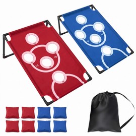 MYDAYS OUTDOOR Portable Cornhole Board Set PVC with 8 Bean Bags,Corn Hole Toss Game for Indoor or Outdoor,Great for Camping,Beach and Yard Fun