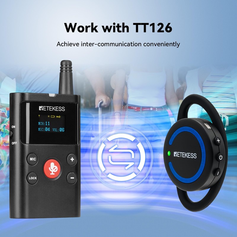 Retekess TT126 Plant Tour Guide System Ear Receiver, Communication Device,