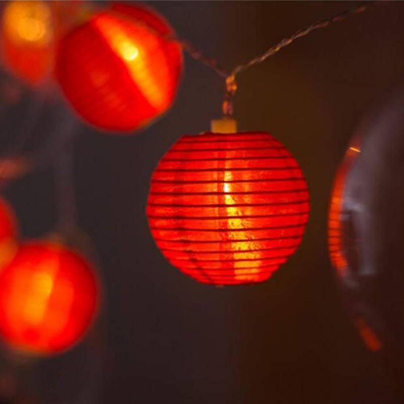 Amants01 Solar Red Lantern String Lights Solar Powered Hanging Lanterns