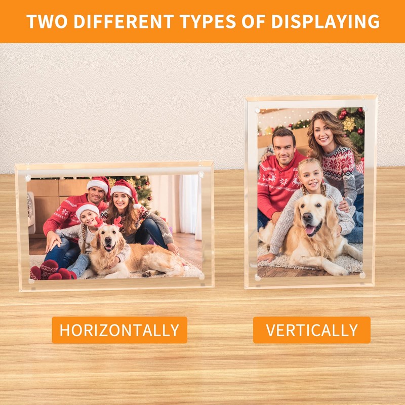 NIUBEE 4x6 Picture Frame, Acrylic Clear Photo Frame with Magnets