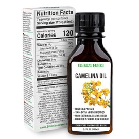 Siberian Camelina Oil | 100% Natural Cold Pressed 100ml | Unrefined Raw No-GMO Vegan | Exclusive Omega-3 Food Grade