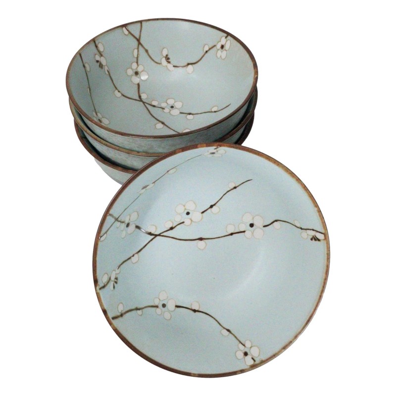 Set Of 4 Japanese Soushun Sakura Cherry Blossoms Porcelain Soup