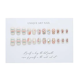 CATKIN 24pcs Medium Square Aurora Star Rhinestone Press On False Nails with Design, Full Cover Acrylic Nails