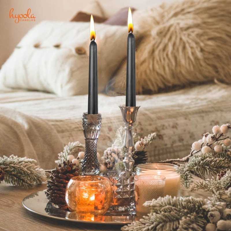 Hyoola Tall Taper Candles - 20 Inch Black Unscented Dripless
