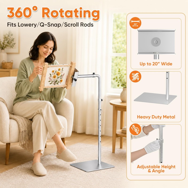 Zgrao Workstand with Side Clamp, Adjustable Cross Stitch Floor Stand,