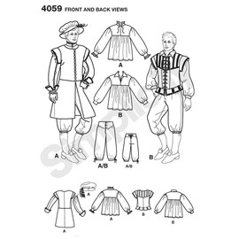 Simplicity Men's Renaissance Faire Costume Sewing Patterns, Sizes XS-XL