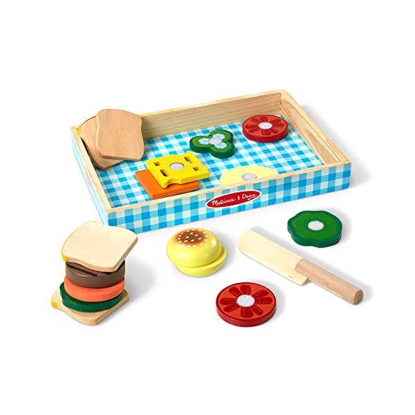 Melissa & Doug Wooden Sandwich Toy | Toddler toys | Toy kitchen | Play kitchen | Play Food | Toy food | Wooden Toy | Pretend Play | Montessori Toys | 3+ years | Gift for Boy or Girl
