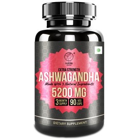 Ashwagandha Supplement with Turmeric, Rhodiola Rosea, Ginger Root, and Black Pepper Extract - 90 Veg Capsules - Equivalent to 5200mg of Natural Ingredients