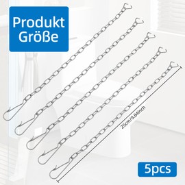 Notoke Pack of 5 Silver Toilet Flush Chains, 25 cm Toilet Stainless Steel Chain, Universal Metal Chain for Toilet Flusher, Replacement Set for Toilet Flusher, for Most Toilets