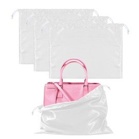 3 Pack Purse Dust Bags for Storage, Silk Dust Bags for Handbags, Dust Covers With Drawstring for Purse Shoes Boots, White, 23.6×19.6, Dust Bags for Handbags