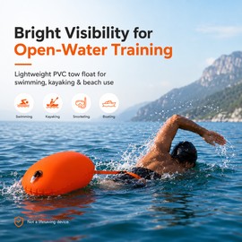 Inflatable Swim Tow Buoy for Open Water – Lightweight PVC Visibility Float with Adjustable Waist Belt for Swimming & Training
