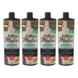 Tattoo Masters Crema Corporal para Tatuajes 300 ml (4 Piezas) | Hidratación y Cuidado Total
