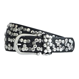 Best Emilie Women's Rivet Belt Black - Vintage Belt - Rivet Belt - Length 80 to 105 cm, black