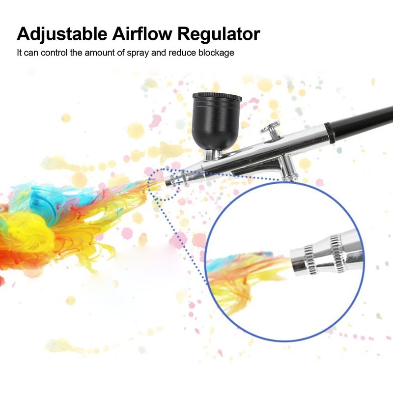 Airbrush Kit 32PSI High Pressure Adjustable Airflow 0.3mm Nozzle Rechargeable