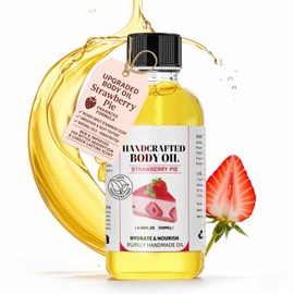 Strawberry Pie Body Oil – 120ml | Handcrafted, Natural & Vegan | Deep Moisturizing Massage Oil for Dry Skin | Nourishing Blend with Sweet Almond, Jojoba, Coconut, Olive & Avocado Oils