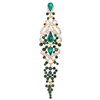 Art Deco Long Dangle Statement Earring Green Crystal Rhinestone Cluster