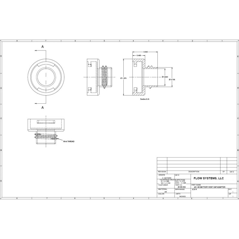 Flow Systems Screw In Battery Vent Cap Adapter