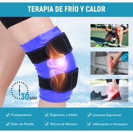 Bolsa de Hielo en Gel para Rodilla, Paquetes de Hielo Deportivos, Compresa de Frio para Lesiones,con Correas Ajustables, Ice Pack con Compresa Gel Frío Caliente,Paquetes de Frío Reutilizables (Azul)