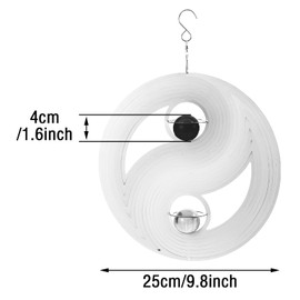 Stainless Steel Wind Chime, Orbit Yin Yang, Diameter 250 mm, Wind Chimes for Outdoor Hanging, Wind Chimes for Garden, 3D Three-Dimensional Rotating, Elegant Rotating Wind Chime, Wind Sculptures,