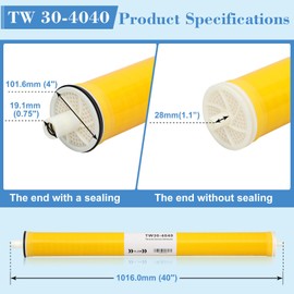 TW30-4040, Filmtec TW30 4040 for DOW Filmtec Membrane Replacement, Membrane TW30-4040 for Desalination, Commercial, Industrial, Size 4" x 40", 2050 GPD, Desalination Rate 99.5%