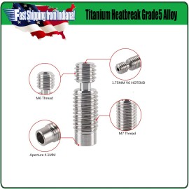 Britech 3D All Metal V6 Polished Titanium Heatbreak for 3D Printer Hotend,