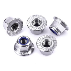 M10-1.5 Tuercas de bloqueo hexagonales de brida dentada, acero inoxidable 304 18-8 tuercas de seguridad hexagonal A2-70, DIN6926, rosca completa, acabado brillante, 10 piezas