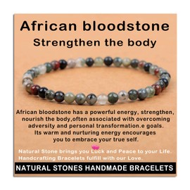 AD Beads Handmade Gemstone Stretch Elastic Bracelet Crystal Healing Reiki Nature's Beauty and Spiritual Essence Unisex (4mm, African Bloodstone (Strengthen the body))