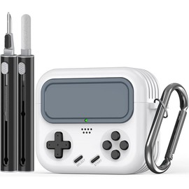 for Airpods 3rd Generation Case with Safety Lock and Cleaner Kit,Classic Handheld  Console Design Sturdy TPU Protective Case Compatible with Airpod 3rd Generation Case(White) - Color: White