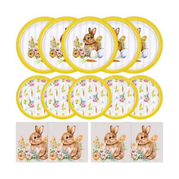 ECOHOLA Happy Easter Party Supplies 150 Count Bunny Tableware Set
