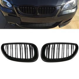 Front Kidney Grilles,Glossy Black Double Line,E60 E61