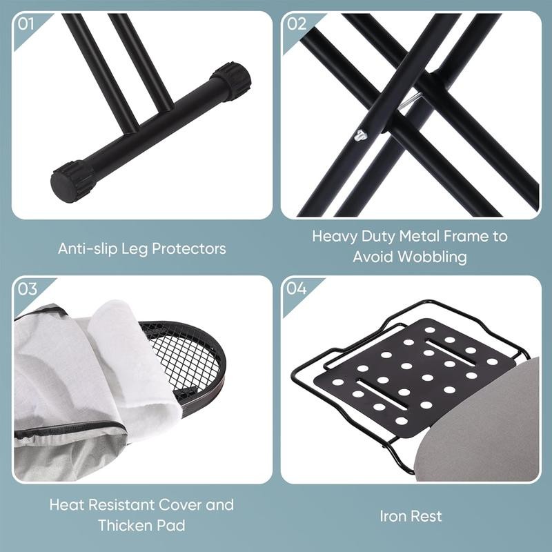 Deluxe Ironing Board with Heat Resistant Cover and Thicken Felt