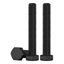 Drenky M10 x 80 mm Hex Bolts Black (Pack of 10) Stainless Steel A2 V2A Full Thread Hex Head Screws DIN933 Standard Bolts for Furniture Repair, Automotive and Machine Assembly