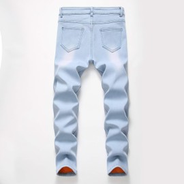 Boy's Winter Thermal Fleece Lined Skinny Fit Thicken Stretch Denim Jeans Pants,Light Blue,16