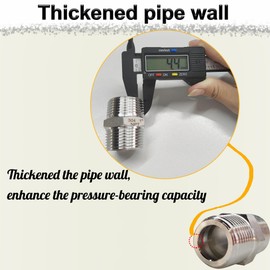 1" Male Hex Nipple Pipe Fittings, 304 Stainless Steel 1 inch NPT Male Threaded Pipe Adapter Fittings Equal Nipples Connectors, Male Straight Connector Pipe Fitting (1“, 2pcs)