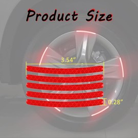 DWARFOO 20 Pcs Red Reflective Sticker, Night Safety Decorative Warning Sticker, Waterproof PVC Reflective Material, Custom Striped Style, Suitable for Cars, Trucks, Motorcycle Hubs