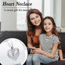 EYQV Mothers Day Gifts for Mum, Mum Gifts from Son Daughter, Double Heart Pendant Necklace for Women, Best Christmas Gifts Birthday Gifts for Mum Stocking Fillers for Women