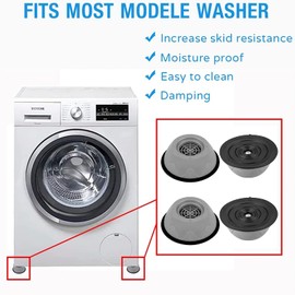 Moocuca Pack of 4 Vibration Damper, Universal Anti-Vibration Mat, Washing Machine Mat, Vibration Damper Pads, Washing Machine Feet for Washing Machine & Dryer