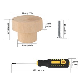 Vwoqiy 16 Pcs Wooden Drawer Knobs, Wooden Cupboard Knobs, Wooden Cabinet Door Knobs, Round Wooden Door Knobs Wooden Door Handles for Furniture Wardrobe Dresser Pulls Knobs, 1.4 Inch, with Screwdriver