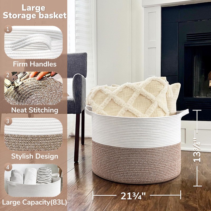 Goodpick Large Storage Basket, 83L Dorm Room Essentials, Blanket Woven