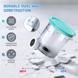 2 Pack Creami Swirl Pints & Lids for Ninja, Compatible with NC700 Series Ninja Swirl Ice Cream & Soft Serve Makers, with 2 Spoons & 32 Writable Labels, BPA-Free & Dishwasher Safe, Blue