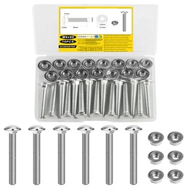 15 Pcs M6 Coach Bolts, M6 x 60mm Carriage Bolts and Nuts Set, Coach Screws with Flange Nuts, Cup Square Carriage Bolt and Nut Set, Carbon Steel