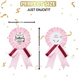 PINKAAJ Birthday Girl Tinplate Badge Pin, Birthday Pricess Button for Girl's Birthday, Pink Rosette Birthday Girl Award Badge Pin, Baby Girl 1st Birthday Party Decorations