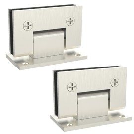 AatrixQuayn 90 Degree Glass Shower Door Hinges Heavy Duty Solid Brass, Shower Door Hardware Replacement for 5/16"(8mm) - 1/2"(12mm) Thickness Tempered Glass （Brushed, 2 Pack, 90 Degree