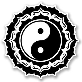 2 x 10cm Yin Yang Vinyl Sticker Bike Laptop Car Yoga Meditation Karate Fun #5235 (10cm x 10cm)