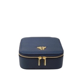 Alice Wheeler LONDON Jewellery Box Storage Organise Travel case with Double zip (Navy)